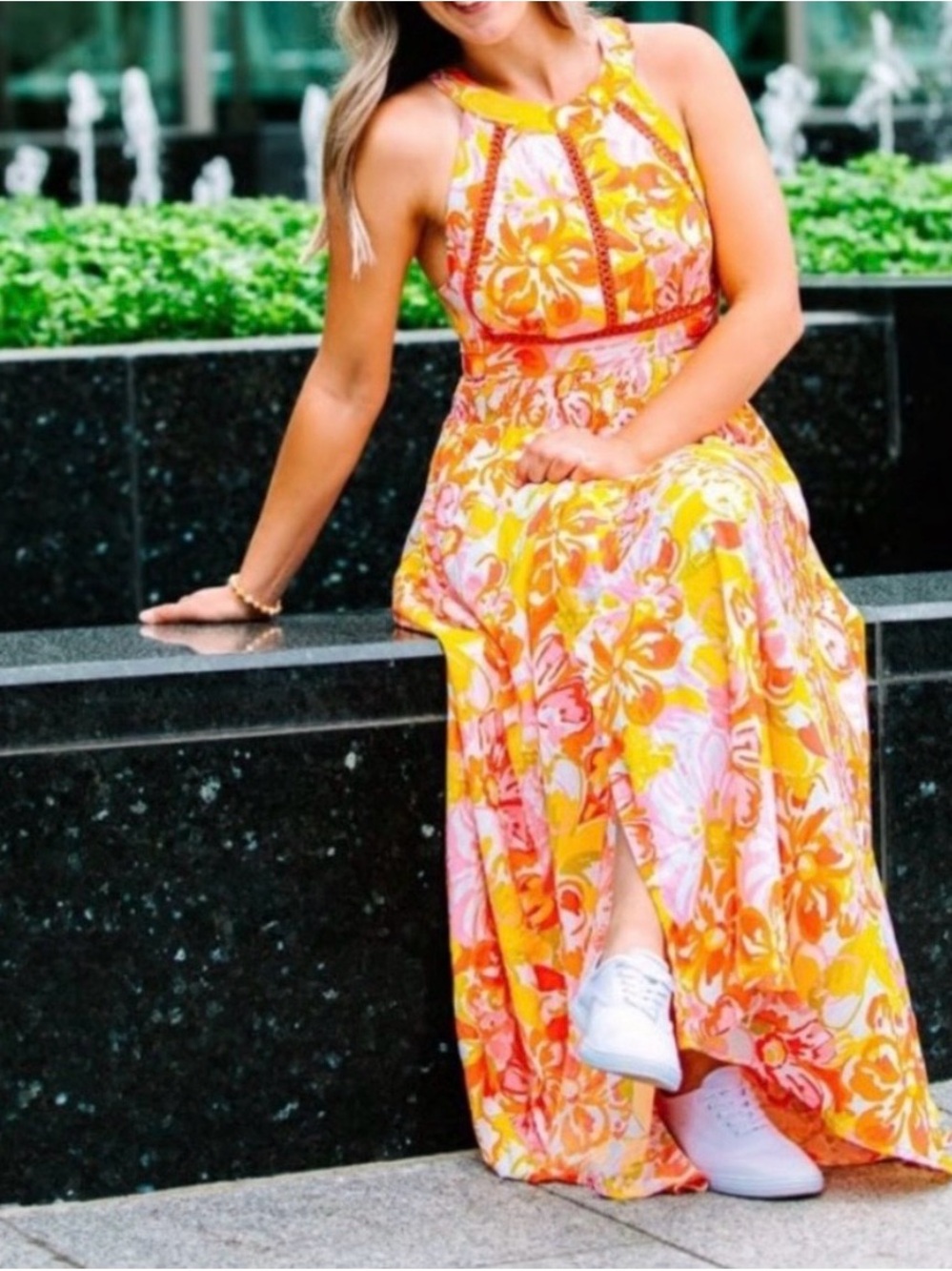 Abel the Label Anthropologie Floral Back Cutout with Tie Maxi Dress